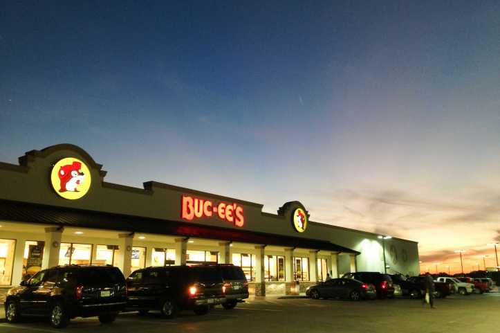 The sun sets over Buc-ee's in Luling, Texas, on Tuesday, October 8, 2013.